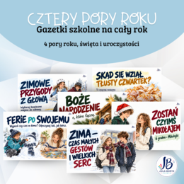 Gazetki szkolne na cały rok – 4 pory roku, święta i uroczystości | 80 plansz + 4 banery do druku