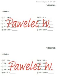 MNOŻENIE PRZEZ 10, 100 i 1000 - karta pracy, kartkówka, kl. 3, kl. 4, kl. 5