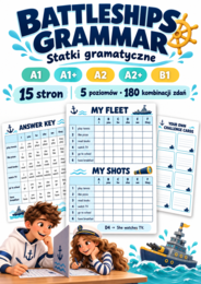 GRA Battleships Grammar – Statki gramatyczne | Angielski A1–B1 | 5 poziomów, 15 stron