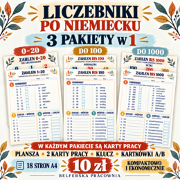 🔢 LICZEBNIKI PO NIEMIECKU – 3 PAKIETY W 1! 🇩🇪 ZAHLEN