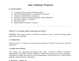 Ania z Zielonego Wzgórza- pakiet do pracy z lekturą