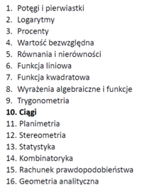 Przygotowanie do matury z matematyki - dział X: Ciągi