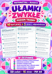 UŁAMKI ZWYKŁE-TRUDNE-klasa 6