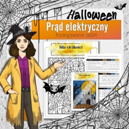 Prąd elektryczny - Karta pracy, Kolorowanka naukowa | Fizyka klasa 8 | Halloween
