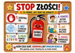 STOP ZŁOŚCI! – „Gaśnica złości” | gazetka o emocjach dla przedszkola i klas 1–3