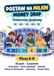 GRA Postaw na milion – teleturniej na angielski | 50 pytań | A1–B1 | 26 stron
