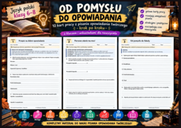 ✍️ OD POMYSŁU DO OPOWIADANIA – 10 KART PRACY | KLASY 6–8 | OPOWIADANIE TWÓRCZE + KLUCZ | 16 STRON | PDF + WORD