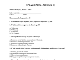 Sprawdzian- Romeo i Julia