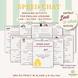 Speed Chat - dynamiczna gra na speaking + 8 Speaking Posters | klasy 3-6 | A1-A2