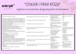 "Oskar i pani Róża" - czytanie ze zrozumieniem + fragmenty tekstu do omówienia
