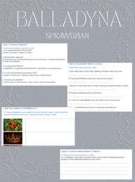 "Balladyna"  J. Słowacki - sprawdzian ze znajomości lektury