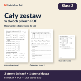 Dodawanie i odejmowanie w zakresie 100 - karta pracy z kluczem | Matematyka, klasa 2 | Wariant A
