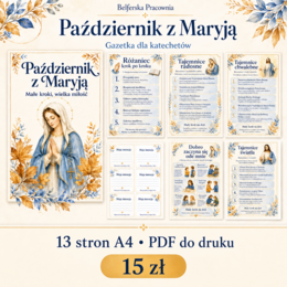🍂💙 PAŹDZIERNIK Z MARYJĄ — MAŁE KROKI, WIELKA MIŁOŚĆ, gazetka różańcowa dla katechetów