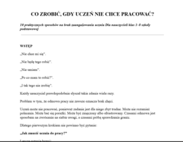 CO ZROBIĆ, GDY UCZEŃ NIE CHCE PRACOWAĆ