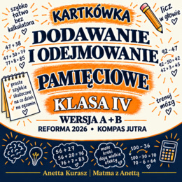 Kartkówka dla klasy IV - Dodawanie i odejmowanie pamięciowe - grupa A i B + klucz odpowiedzi