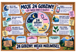 MOJE 24 GODZINY – PROJEKT EDUKACYJNY do edukacji zdrowotnej | sen, ekran, ruch, odpoczynek + gazetka | 63 strony