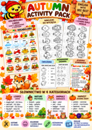 AUTUMN ACTIVITY PACK – Jesienny pakiet edukacyjny Bee Best - spinning Wheels,  wylicznka, naklejki - pacynki, zakładki, printouts