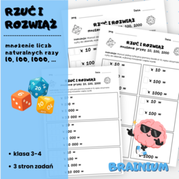 RZUĆ I ROZWIĄŻ - mnożenie przez 10, 100, 1000