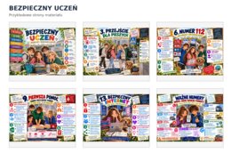 BEZPIECZNY UCZEŃ – 33 kolorowe plansze edukacyjne