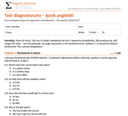 Test Diagnostyczny Ósmoklasisty z Języka Angielskiego 2026/2027 | Arkusze i Nagrania