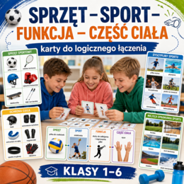 Sprzęt–sport–funkcja–część ciała — 96 kart do łączenia