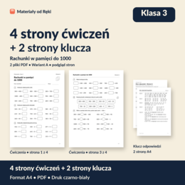 Dodawanie i odejmowanie do 1000 w pamięci - karta pracy z kluczem | Matematyka, klasa 3 | Wariant A
