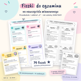 Egzamin na nauczyciela mianowanego 2026/2027 – 79 fiszki kolorowe i czarnobiałe