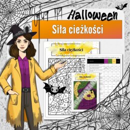 Siła ciężkości - Karta pracy, Kolorowanka naukowa | Fizyka klasa 7 | Halloween