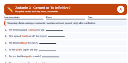 Relative clauses /gerung and to infinitive- karta pracy