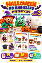 Halloween Mystery Club | Angielski, klasa 3 | Zagadki, flashcards i speaking | 19 stron PDF