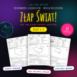 Kolorowanki geograficzne dla klas 4–8 – flagi, mapy ze skalą i metryczki państw | Złap Świat! Wersja rozszerzona