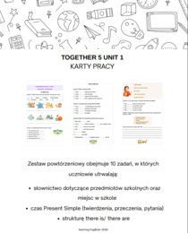 Karta pracy - powtórzenie. TOGETHER DLA KLASY 5 - UNIT 1