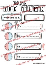 🕒 TELLING THE TIME & DAYS OF THE WEEK – kreatywne karty pracy i notatki wizualne z języka angielskiego 🎨