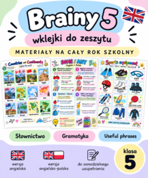 Brainy 5 – wklejki do zeszytu | Słownictwo + gramatyka + Useful Phrases | cały rok