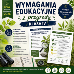 Wymagania edukacyjne z przyrody dla klasy IV SP 2026 2027 dokument dla nauczyciela i wklejka do zeszytu dla ucznia