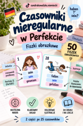 Czasowniki nieregularne w Perfekcie – 50 fiszek obrazkowych