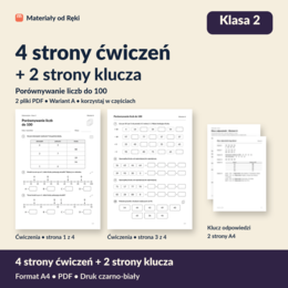 Porównywanie liczb do 100 - karta pracy z kluczem | Matematyka, klasa 2 | Wariant A