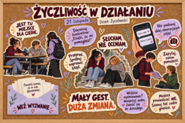 💜 Życzliwość w działaniu — gazetka dla klas 4–8 na Dzień Życzliwości