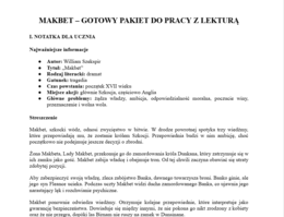 Makbet- gotowy materiał do pracy z lekturą