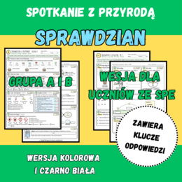 Sprawdzian z przyrody kl. 4 – Spotkanie z przyrodą (Nowa Podstawa Programowa) | Grupa A, B, SPE + Klucz | Sketchnote