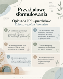 Opinia do PPP – bank sformułowań funkcjonalnych. Przedszkole. Dziecko wycofane / nieśmiałe
