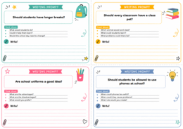 80 Writing Prompts – karty do pisania po angielsku | Back to School A2–B1/B1+