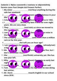 Past Simple vs. Present Perfect- karta pracy