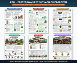 EDB Dział: Bezpieczeństwo i Zagrożenia | KARTY PRACY + STACJE ZADANIOWE + ODPOWIEDZI- Kl. 8
