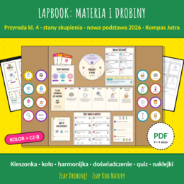 Lapbook „Materia i drobiny” Obserwujemy zjawiska przyrodnicze – przyroda kl. 4, nowa podstawa 2026 | kolor i cz-b