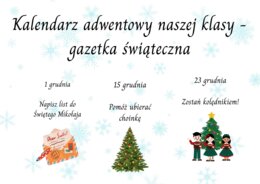 Klasowy kalendarz adwentowy - gazetka z wyzwaniami dla klasy