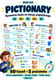 GRA Pictionary – rysowane kalambury po angielsku | 50 haseł | A1–B1 | Klasy 4–8