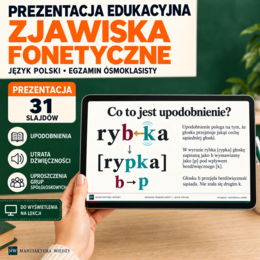 Fonetyka – zjawiska fonetyczne, upodobnienia, udźwięcznienia i ubezdźwięcznienia – prezentacja 31 slajdów