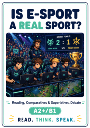 A009 Czy e-sport to prawdziwy sport? – artykuł, stopniowanie przymiotników i debata A2+/B1