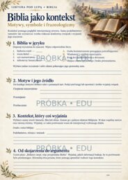 BIBLIA — LEKTURA POD LUPĄ | 15 kart pracy, test i odpowiedzi | szkoła ponadpodstawowa